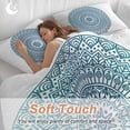 thumbnail image 4 of 3 Piece Turquoise Boho Duvet Cover Set Twin Size,Microfiber Comforter/Quilt Cover with Corner Ties and 2 Pillowcases,Retro Ethnic Teal Geometric Aesthetic All Season Soft Bedding with Zipper Closure, 4 of 8