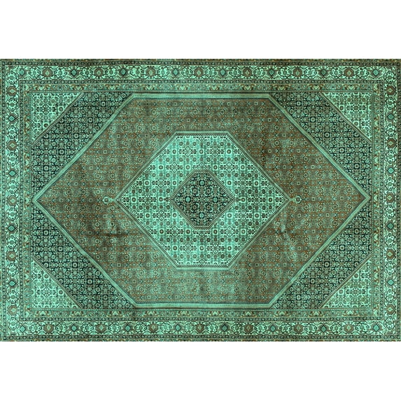 Ahgly Company Indoor Rectangle Persian Turquoise Blue Traditional Area Rugs, 3' x 5'