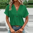 thumbnail image 6 of Olyvenn Sexy Elegant Summer Tops for Women Trendy 2025 Short Sleeve V Neck Lace Shirts Dressy Loose Work Office Blouses Green XXXXXL, 6 of 6