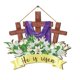 thumbnail image 2 of Decoraciones de Pascua, adornos de Pascua, regalos de Pascua, decoración del hogar, crucifixión de Pascua, Él ha resucitado, ideas para letreros de madera, placas decorativas, placa decorada con cruz, 2 of 6