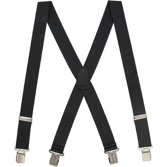 Hold'Em 100% Silk for Men x - Back Fancy Solid Clip Suspender -Black