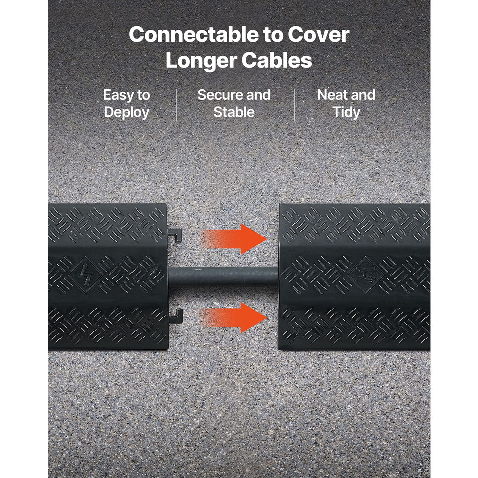 2 Pack Drop Over Cable Cover, 17,500 lbs/Axle Load Capacity, Heavy Duty Cable Hose Protector Ramp, Floor Cord Cover, for High Walking Traffic Areas, Indoor, Outdoor, Home, Office, Warehouse