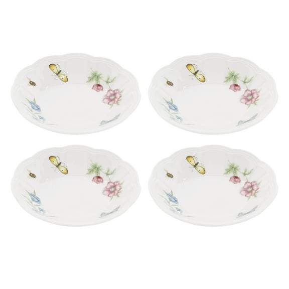 Lenox Butterfly Meadow Porcelain Fruit Bowls, 4-Piece, 11 oz, Dishwasher & Microwave Safe