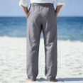 thumbnail image 5 of WULMLEO Mens Casual Linen Cargo Pants Summer Elastic Waist Straight Leg Pants Beach Trousers with Cargo Pockets Dark Gray XL, 5 of 5