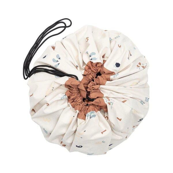 Play & Go - Earth-Colored Food-Themed Baby 3-in-1 Play Mat – Storage Bag and Diaper Bag – Fruits and Vegetables Design – Double-Sided - 140 cm for Newborn to Toddler – Educational and Fun - Easy to C