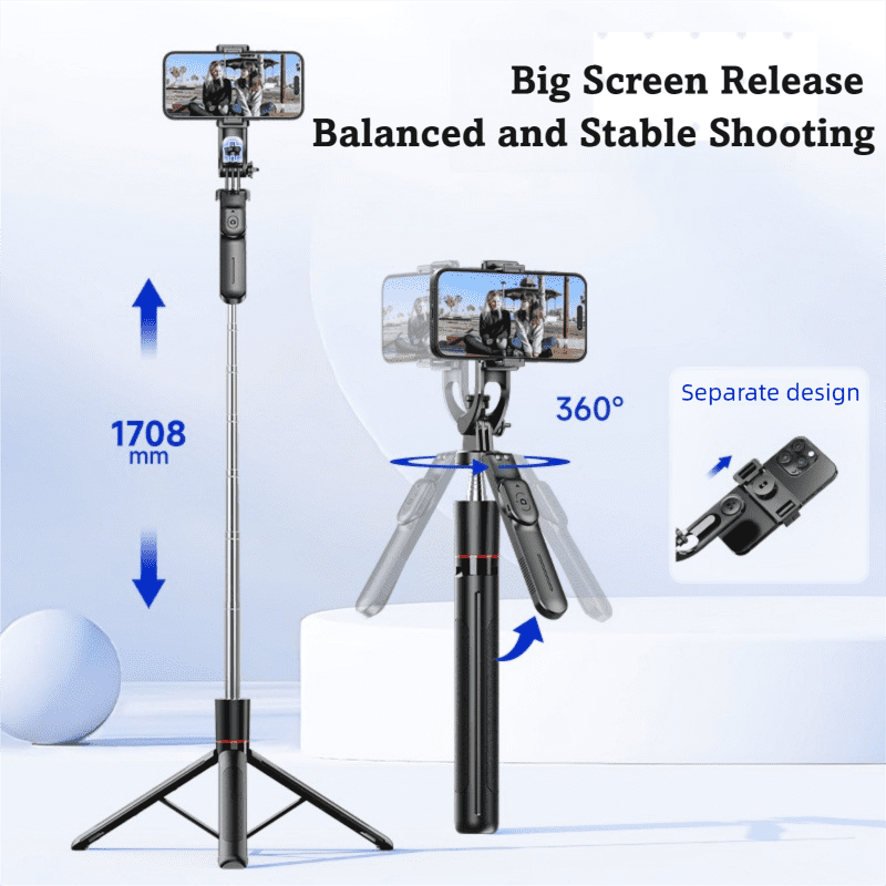 6-in-1 Selfie Tripod with Dual Fill Lights & Wireless Remote Portable Adjustable Phone Holder for Mobile Phone Camera Travel Camera Detachable Bluetooth Remote Travel Creation Tripod Stand