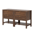thumbnail image 5 of EYYTHUNG Modern Nightstand Set of 2 with Drawers, Farmhouse Wood Bedside Table with Open Shelf, Large End Table, Brown, 5 of 6