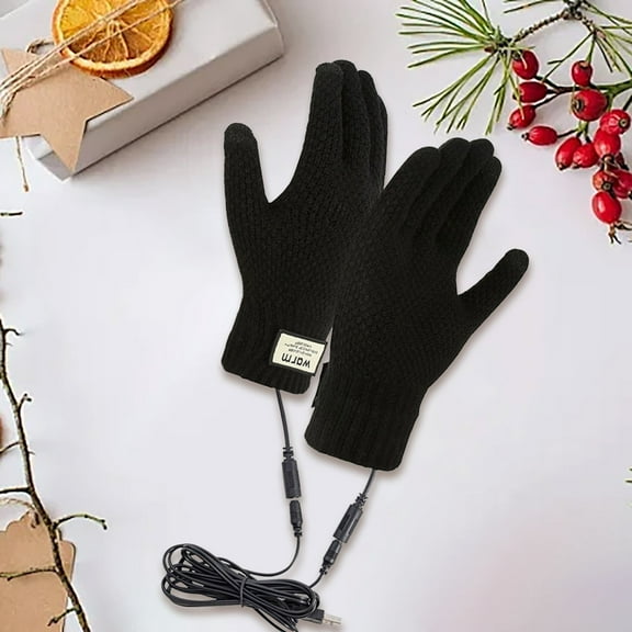 USB Rechargeable Heated Gloves - Touchscreen Compatible Acrylic Fiber Winter Gloves for Skiing, Cycling & Cold Weather Work