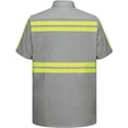 thumbnail image 2 of Red Kap Men's Enhanced Visibility Cotton Work Shirt , Grey with Yellow/Green Visibility Trim,  Short Sleeve Medium, 2 of 4