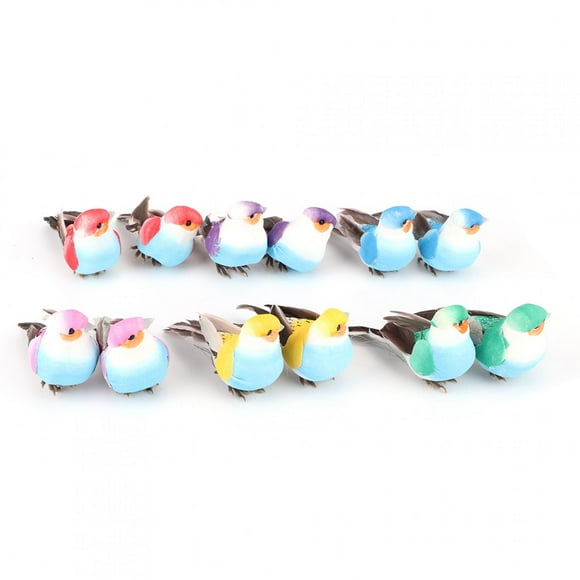 12 Uds. Plumas artificiales bonitas pájaro colorido simulación espuma pájaro planta jardín decoración artesanal Ccdes no