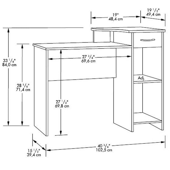 Mainstays Student Desk With Drawer Ebony Ash Walmart Com