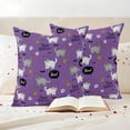thumbnail image 3 of Purple Halloween Outdoor Waterproof Pillow Covers, Cat Bat Ghost Pumpkins Decorative Square Throw Pillowcase Sofa Cushion Sham for Patio/Couch/Chair, 26"x26" 2 Pack, 3 of 8