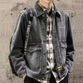 thumbnail image 3 of Chaqueta vaquera de talla grande para hombre, nueva, elástica, de una pieza, holgada, de bajo coste, estética Y2k, precio barato, elegante abrigo vaquero para hombre, 3 of 5