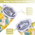 thumbnail image 5 of 40oz Yellow Lemon Pattern Stainless Steel Flip Straw Tumbler Spill Proof Travel Cup Double Wall Vacuum Insulated Coffee Mug with Top Handle, 5 of 6