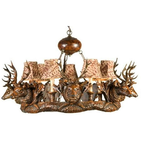 Chandelier Pendant 7 Small Stag Head Deer Light Feather Pattern Chandelier Pendant 7 Small Stag Head Deer Light Feather Pattern Shades Ok 1614