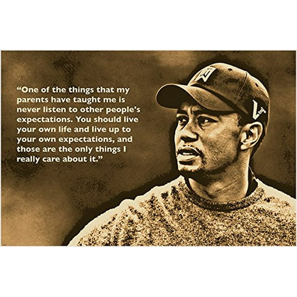 Golf Great Tiger Woods Photo Quote Poster Inspirational Unique 24X36