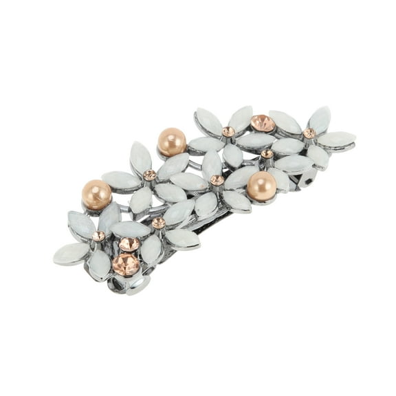 Unique Bargains 1 Pc Fashion Flower Faux Pearl Hair Clips for Home Beige