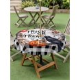 thumbnail image 3 of Outdoor Tablecloth with Umbrella Hole and Zipper, Halloween Round Table Cloth 54 Inch Waterproof Tablecloth, Horror Pumpkin Crow Skull Black White Checkered Picnic Table Cover for Patio Camping, 3 of 7