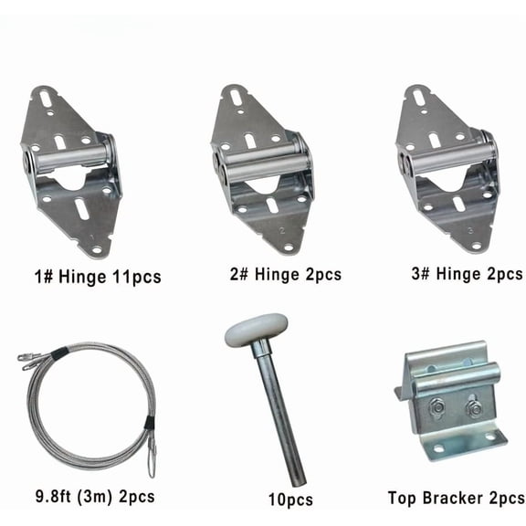 Garage Door Hardware Kit Roller/Hinge/Top Bracket/Wire Rope (for 16'x7' and 18'x7' Height Double Garage Doors)