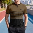 thumbnail image 2 of Akiihool Men's Short Sleeve T-Shirts Men's Fashion Hip Hop Color Block Stripe T Shirt Brown,M, 2 of 7