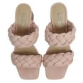 thumbnail image 3 of Soda Shoes Women Block High Heel Sandals Double Braided Band Straps Square Toe BUGGY-S Light Pink 8, 3 of 4