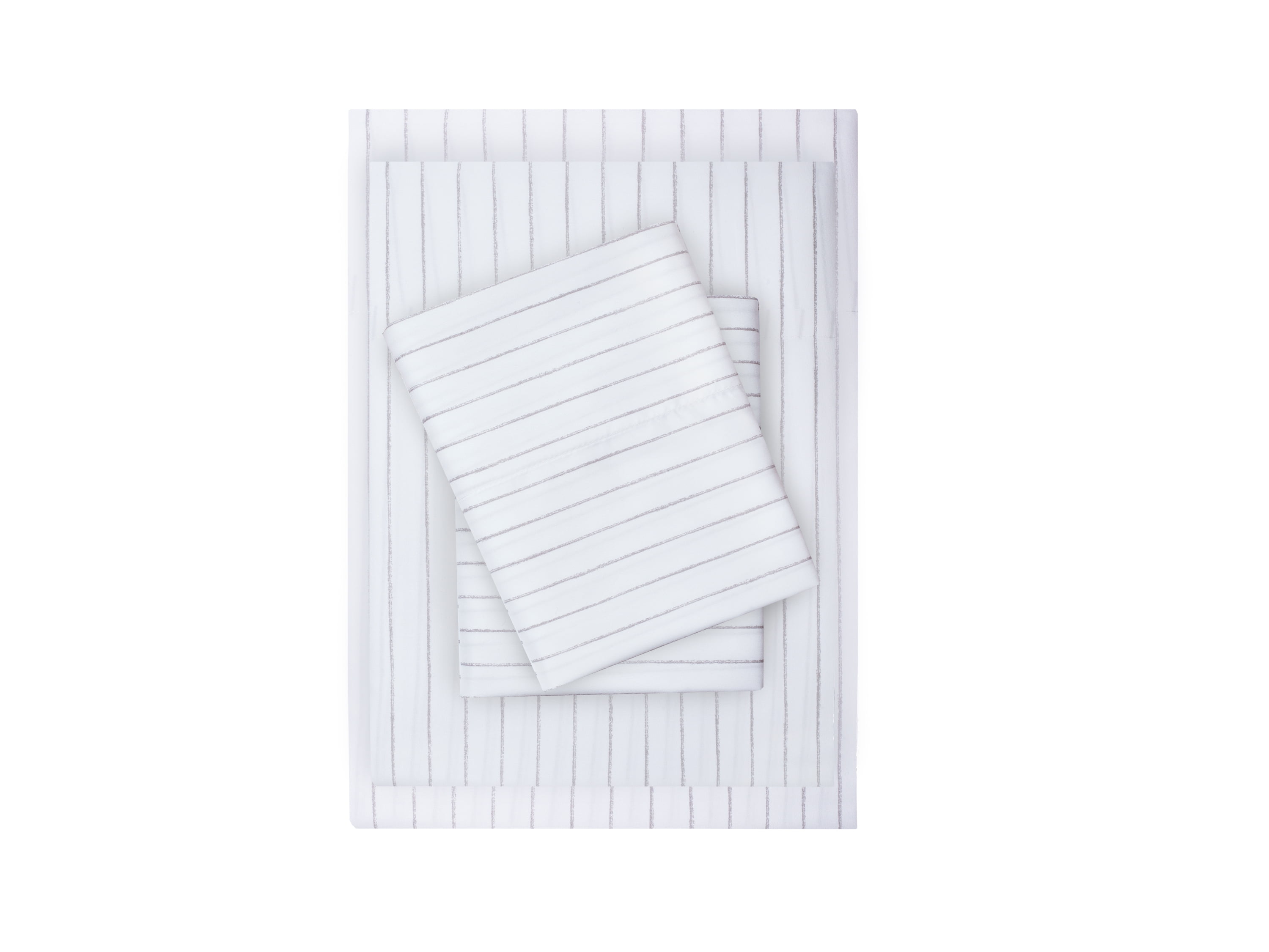Mainstays Ultra Soft High Quality Microfiber Bed Sheet Set, Queen, Silver Stripe, 4pc
