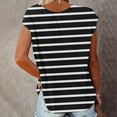 thumbnail image 4 of Tops for Women Fashion Short Sleeve Round Neck Stripe Printed T Shirt Blouse Loose, 4 of 6