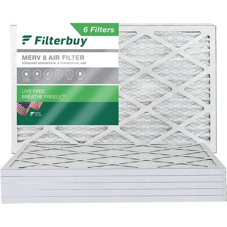 Filterbuy 14x24x1 MERV 8 Pleated HVAC AC Furnace Air Filters (6-Pack)