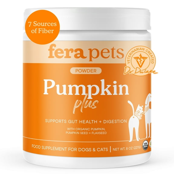 Fera Pets Pumpkin for Dogs & Cats - 7 Sources of Fiber - With Flaxseed - USDA Organic - 90 Scoops