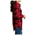 thumbnail image 5 of Yellow Rooster Flannel Shirts For Women Plaid Jackets Long Sleeve Button Down Engine Red/ Black XS, 5 of 6