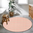 thumbnail image 5 of Buffalo Plaid Round Rug 3ft Washable Circle Entryway Rugs Non Slip Farmhouse Orange Checkered Vintage Rustic Area Rug Indoor Floor Carpet for Bedroom Kitchen Living Room Office Dining Room Nursery, 5 of 9