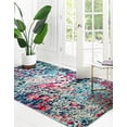 thumbnail image 3 of Unique Loom Jardin Collection Colorful, Vibrant, Abstract, Modern Area Rug, 4 x 6 ft, Blue/Pink, 3 of 5