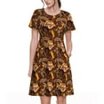 thumbnail image 1 of Fotbe Belle Robe Ethnique Africaine pour Femmes, Mode Décontractée, Robe Longue à Manches Courtes, Robe T-Shirt Rayée à Blocs de Couleur, 1 of 6