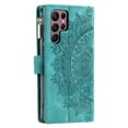 thumbnail image 3 of SaniMore for Samsung Galaxy S23 Ultra Case, Luxury PU Leather Skin with Emboss Totem Detachable Crossbody Strap + Zipper Cash Pokcet Card Holder Flip Kickstand Wallet Cover For Galaxy S23 Ultra, Green, 3 of 7