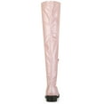 thumbnail image 2 of BLISSFUL STEP Women's Round Toe Block Heel Over Knee High Boots Bling Pink 10, 2 of 7