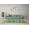 thumbnail image 3 of Ahgly Company Machine Washable Indoor Square Abstract Turquoise Blue Modern Area Rugs, 5' Square, 3 of 4