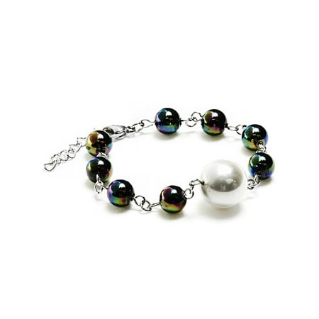 Wood Beads Shell Bracelets - Stainless Steel White Shell Multi-Colored Glass Bead Bracelet