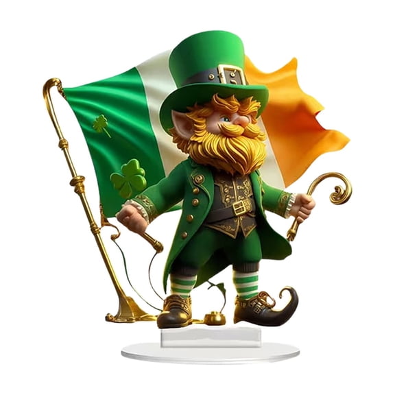 DefiDgd St Patricks Day Tableop Ornament,2D Flat Gnome Shamrock Decor for Table Office Desk Shelf Mantle,Gifts for Family Friends Lovers(C)