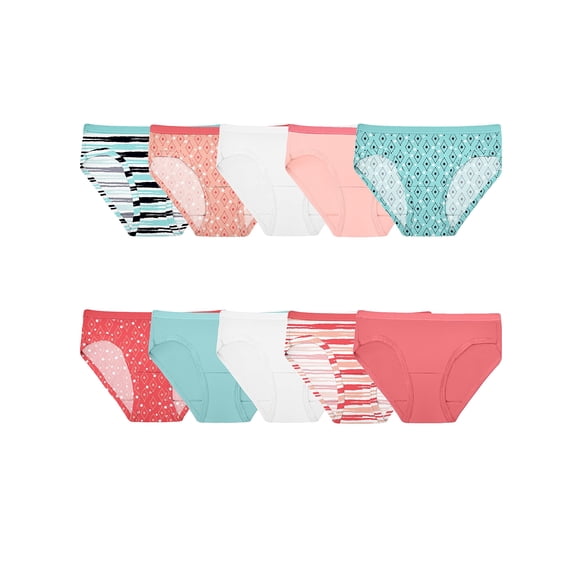 Fruit of the Loom Girls Rot 1 Panty Hipster Underwear, Assorted Color - Size 6 - Pack of 10