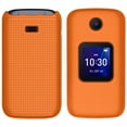 thumbnail image 3 of Case for Alcatel Go Flip 4 / TCL Flip Pro Phone, Nakedcellphone Slim Hard Shell Protector Cover with Grid Texture - Bright Orange, 3 of 7