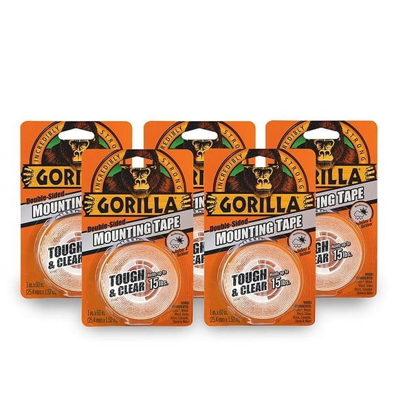 Gorilla Tough & Clear Double Sided Mounting Tape - Clear - Pack of 1, 1" x 60"