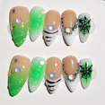thumbnail image 4 of 10pcs Handmade Duck Press on Nails Y2K False Nails Leopard Print Fake Nail Tips Short French Design Ins Spice Girl Wearable, 4 of 10