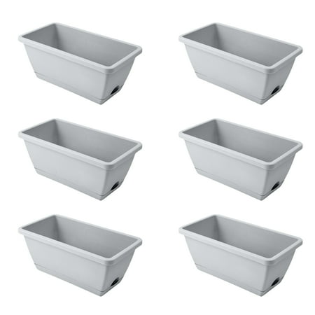 SMKE 6 Pcs Window Box Planter Small Rectangular Flower Planter Boxes for Indoor and Outdoor Garden Balcony Home Decor 14.2inch x 7.5inch x 5.9inch window box planters for outdoor plants Grey
