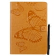 thumbnail image 1 of Étui pour iPad 10.2 Pouces 9e 8e 7e Génération, Folio Ajusté en Cuir PU Papillon en Relief Support Intelligent Réveil/sommeil Automatique Protection Antichoc Dos TPU, Jaune, 1 of 6