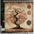 thumbnail image 3 of Ambesonne Brown Shower Curtain, Rustic Japanese Garden Tree, 69"Wx70"L, Dark Salmon Caramel Taupe, 3 of 4