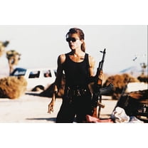 Linda Hamilton In Vest Holding Machine Gun Sunglasses Terminator 2 24X36 Poster