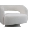 thumbnail image 6 of Modern 360 Degree Swivel Accent Chair with Hollow Backrest, Comfy Faux Fur Armchair with Non-slip caps, Curvaceous Round Barrel Chair for Living Room, Bedroom and Office, White, 6 of 9