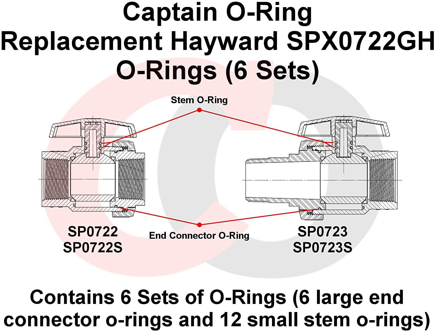 Replacement Hayward SPX0722GH O-Rings for Trimline Ball... Captain O-Ring