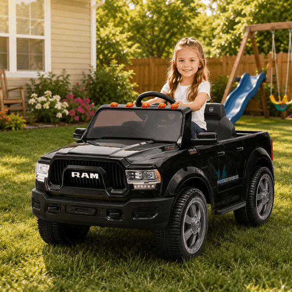 Arnahaishe 12V Electric Ride On Car Toys with Parents Control, 3-speed Adjustment,Bluetooth and Music, Gift Pickup For Kids Aged 3-5, Black