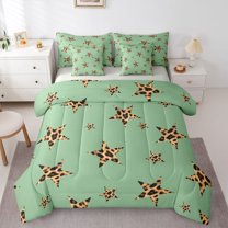 Castle Fairy Vintage Stars Print Bedding Comforter Set,Cheetah Print Full Bedding Set